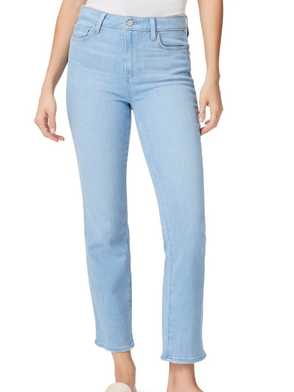 PAIGE Cindy Raw Hem High Waist Ankle Straight Leg Jeans in Graceful